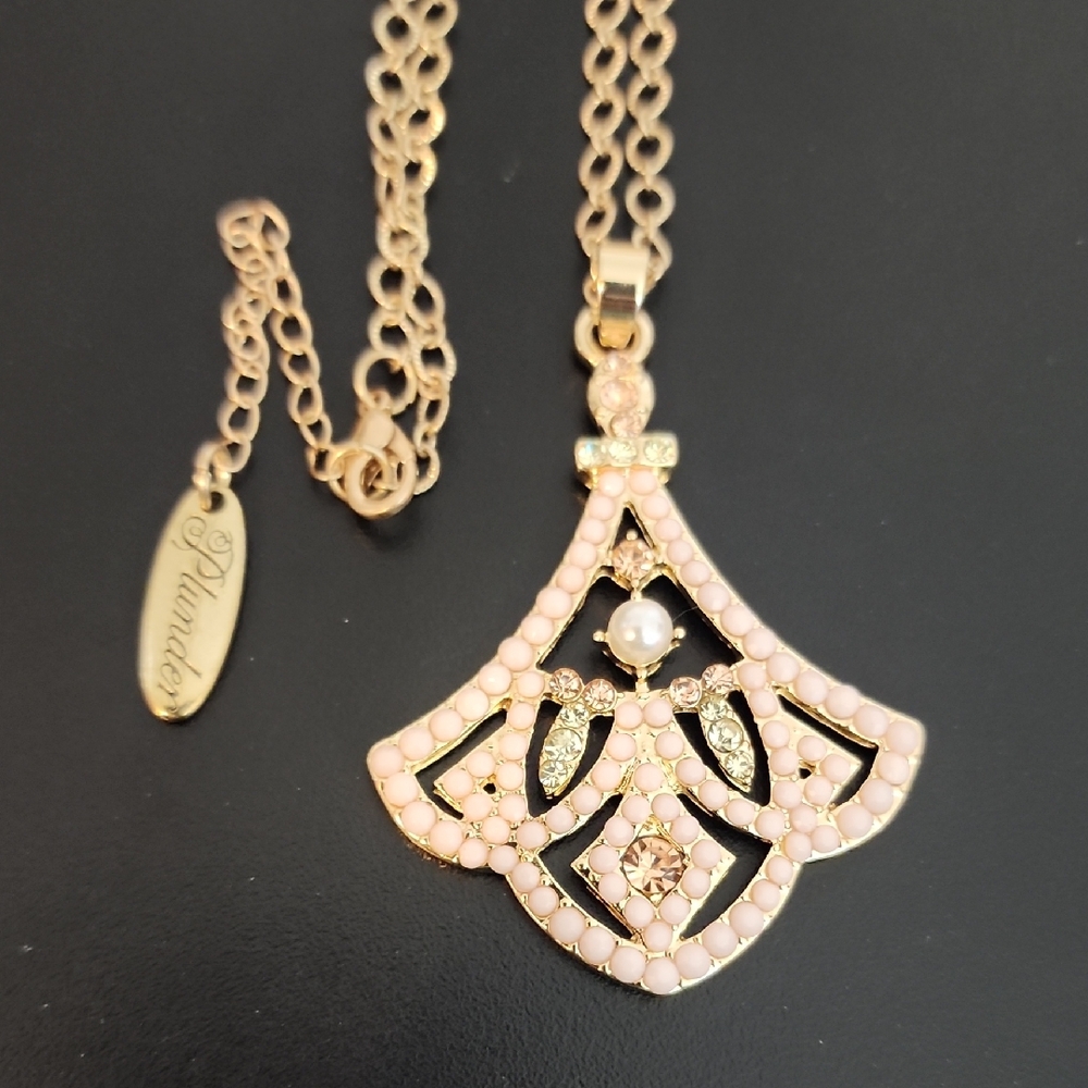 Plunder Gold and Pink Filigree Necklace